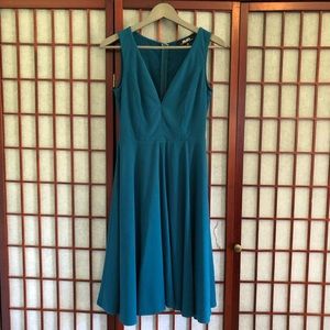 Lulu’s Teal V-Neck A-Line Dress